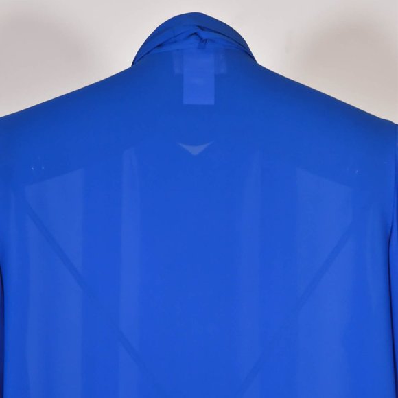 Vintage 80s Royal Blue Blouse with Bow Size 12 - Picture 6 of 7